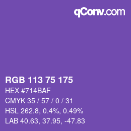 Código de color: RGB 113 75 175 | qconv.com