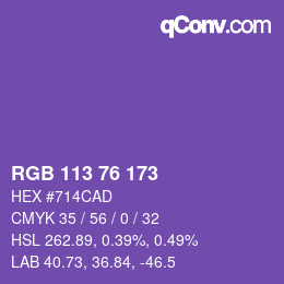 Código de color: RGB 113 76 173 | qconv.com