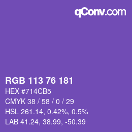 カラーコード: RGB 113 76 181 | qconv.com