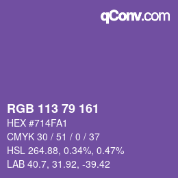 Farbcode: RGB 113 79 161 | qconv.com