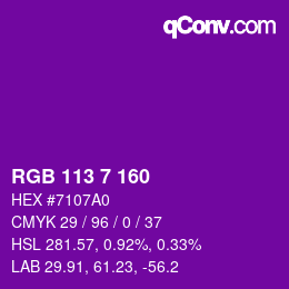 カラーコード: RGB 113 7 160 | qconv.com