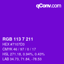 Color code: RGB 113 7 211 | qconv.com