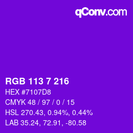 カラーコード: RGB 113 7 216 | qconv.com