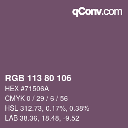 Código de color: RGB 113 80 106 | qconv.com