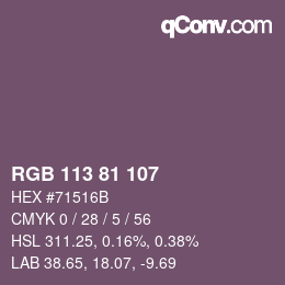 カラーコード: RGB 113 81 107 | qconv.com