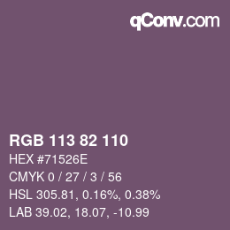 カラーコード: RGB 113 82 110 | qconv.com