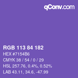 Farbcode: RGB 113 84 182 | qconv.com