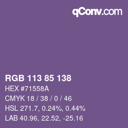 Color code: RGB 113 85 138 | qconv.com