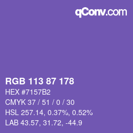 Farbcode: RGB 113 87 178 | qconv.com