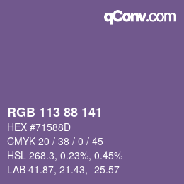 カラーコード: RGB 113 88 141 | qconv.com