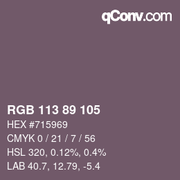 カラーコード: RGB 113 89 105 | qconv.com