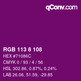 カラーコード: RGB 113 8 108 | qconv.com