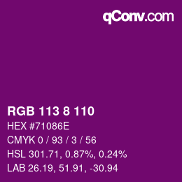 カラーコード: RGB 113 8 110 | qconv.com