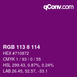 カラーコード: RGB 113 8 114 | qconv.com