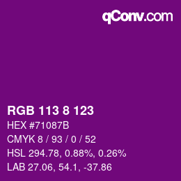 Color code: RGB 113 8 123 | qconv.com