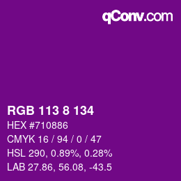 カラーコード: RGB 113 8 134 | qconv.com