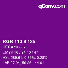 颜色代码: RGB 113 8 135 | qconv.com