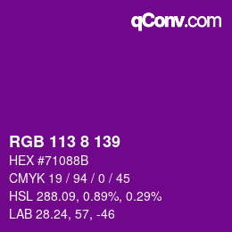 Color code: RGB 113 8 139 | qconv.com