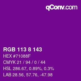 カラーコード: RGB 113 8 143 | qconv.com