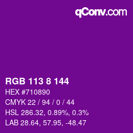 Color code: RGB 113 8 144 | qconv.com