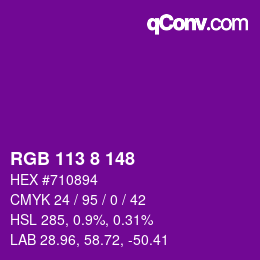 カラーコード: RGB 113 8 148 | qconv.com