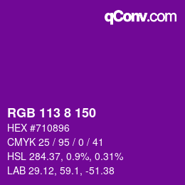 颜色代码: RGB 113 8 150 | qconv.com