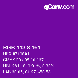 颜色代码: RGB 113 8 161 | qconv.com