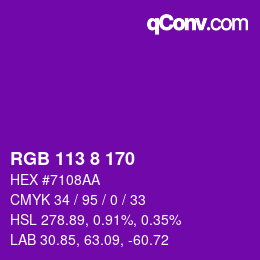 Code couleur: RGB 113 8 170 | qconv.com