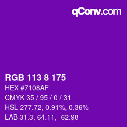 Color code: RGB 113 8 175 | qconv.com