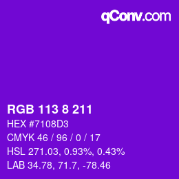 Color code: RGB 113 8 211 | qconv.com