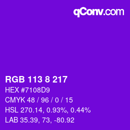 Color code: RGB 113 8 217 | qconv.com