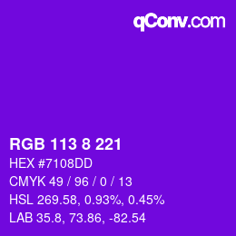 Color code: RGB 113 8 221 | qconv.com