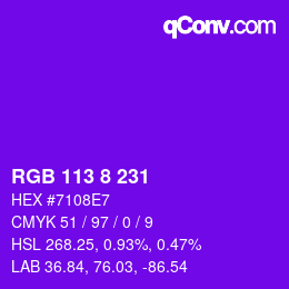 Color code: RGB 113 8 231 | qconv.com