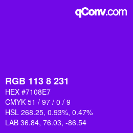 カラーコード: RGB 113 8 231 | qconv.com