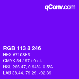 カラーコード: RGB 113 8 246 | qconv.com
