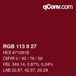 カラーコード: RGB 113 8 27 | qconv.com