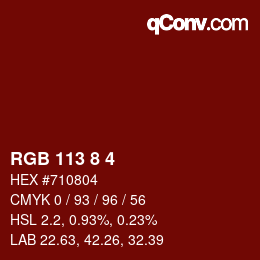 カラーコード: RGB 113 8 4 | qconv.com