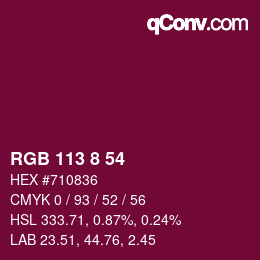Color code: RGB 113 8 54 | qconv.com