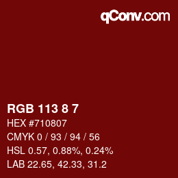 カラーコード: RGB 113 8 7 | qconv.com