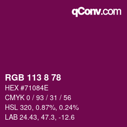 カラーコード: RGB 113 8 78 | qconv.com