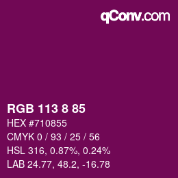 Color code: RGB 113 8 85 | qconv.com