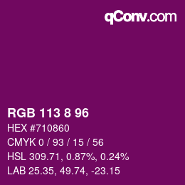 カラーコード: RGB 113 8 96 | qconv.com