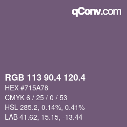 カラーコード: RGB 113 90.4 120.4 | qconv.com