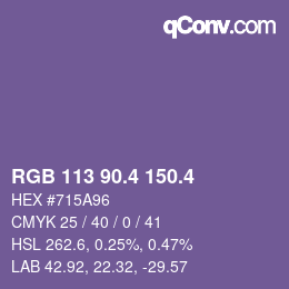 カラーコード: RGB 113 90.4 150.4 | qconv.com