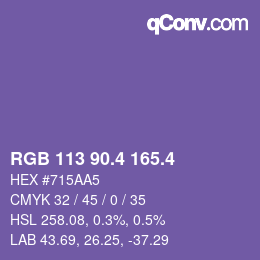 カラーコード: RGB 113 90.4 165.4 | qconv.com