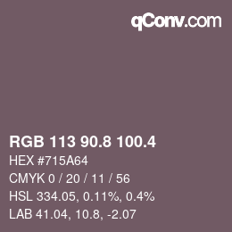 カラーコード: RGB 113 90.8 100.4 | qconv.com