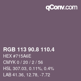 カラーコード: RGB 113 90.8 110.4 | qconv.com