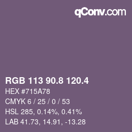 カラーコード: RGB 113 90.8 120.4 | qconv.com