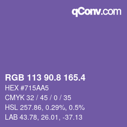 カラーコード: RGB 113 90.8 165.4 | qconv.com
