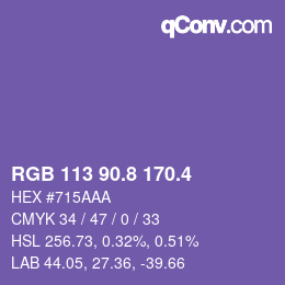 カラーコード: RGB 113 90.8 170.4 | qconv.com